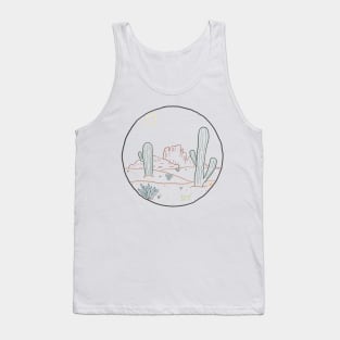 Desert Scene Cactus Succulent Line Art South America Tank Top